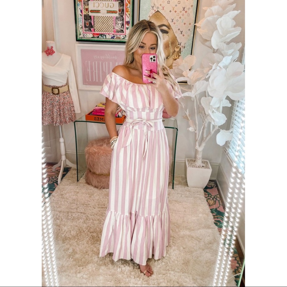 Buddy Love Pink Stripe Maxi Dress Sz S - Picture 5 of 5